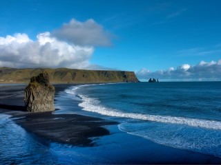 At the Reynisfjara Beach